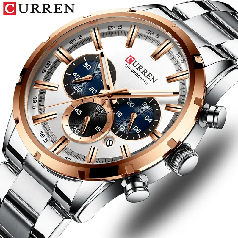 Curren Most Luxurious Chronograph White Dial Men’s Watch | 8355